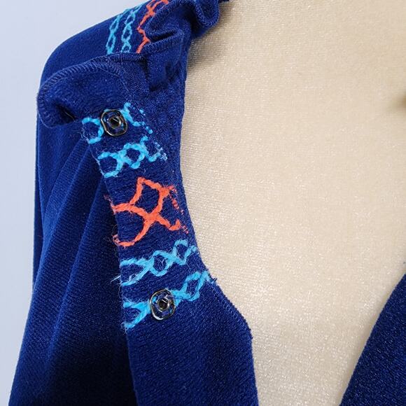 Vintage Vanity Fair Velour Housecoat Robe Size M Blue Button Up Long Sleeve - Picture 7 of 13